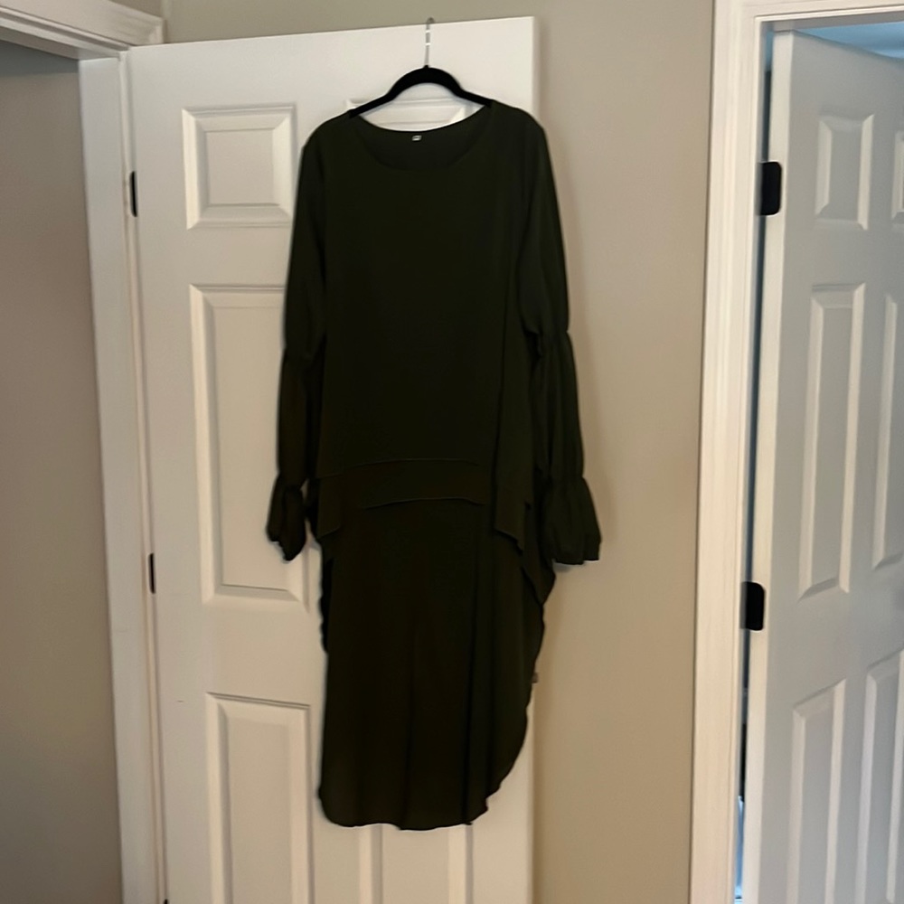 Women's Lantern Long Sleeve Round Neck High Low Asymmetrical Irregular Hem